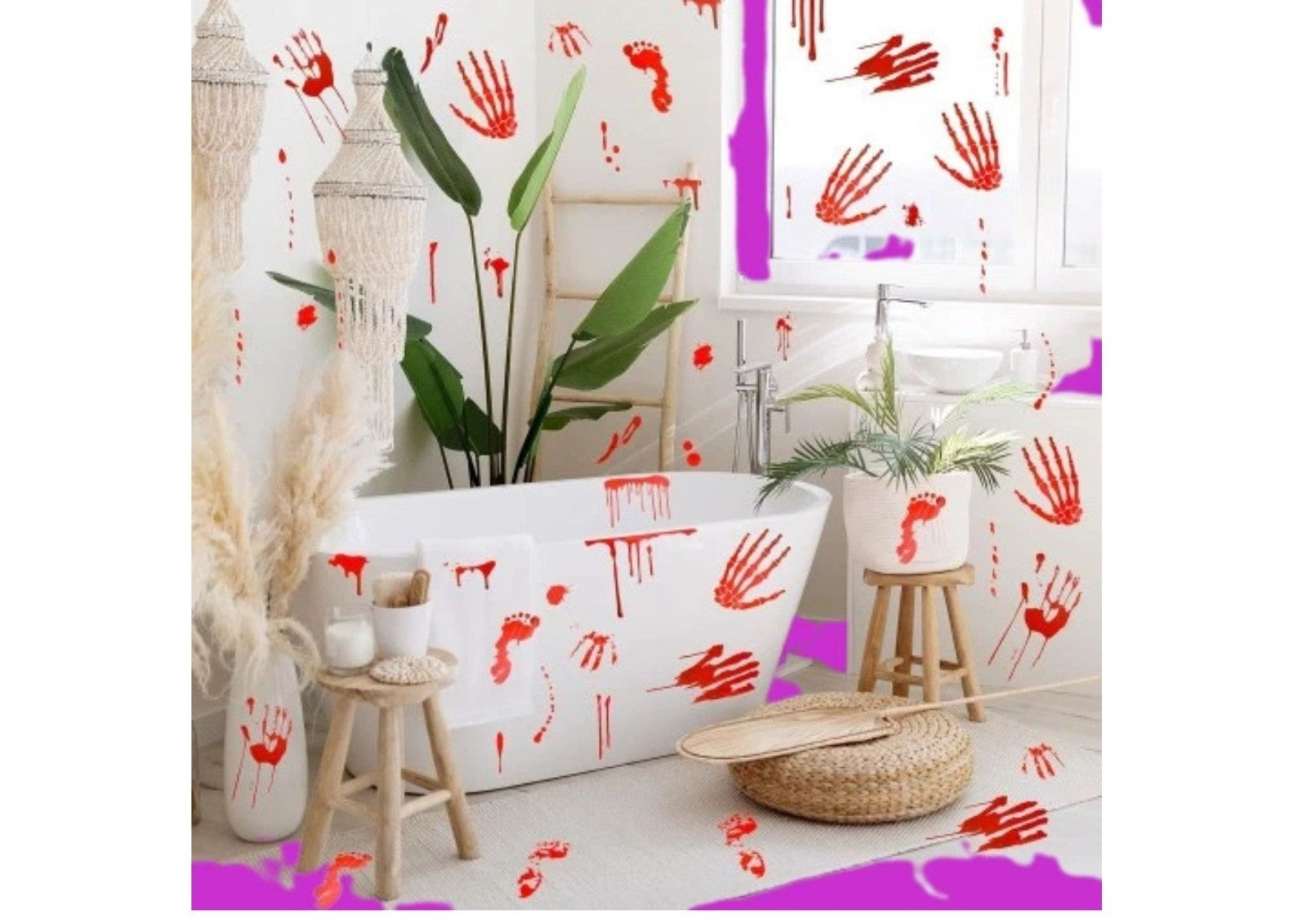 Halloween Fensterbilder Blut Aufkleber 35 Stück Deko Horror Party Sticker