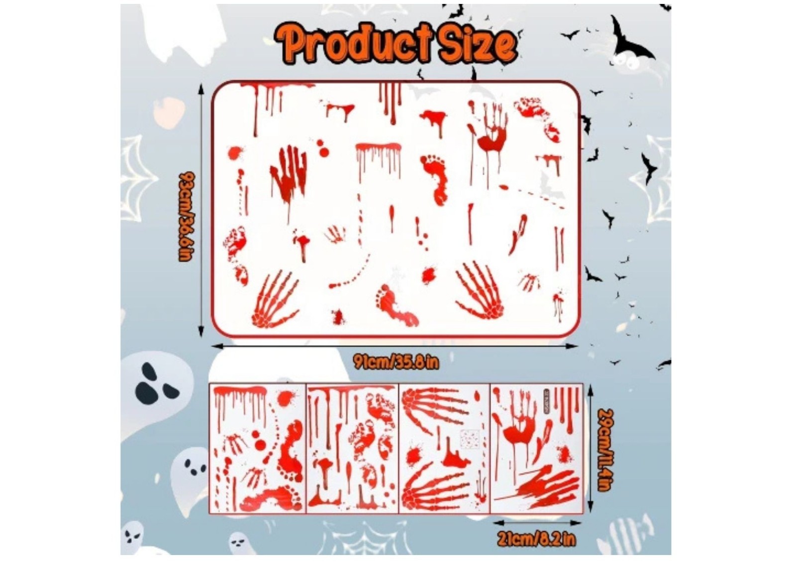Halloween Fensterbilder Blut Aufkleber 35 Stück Deko Horror Party Sticker