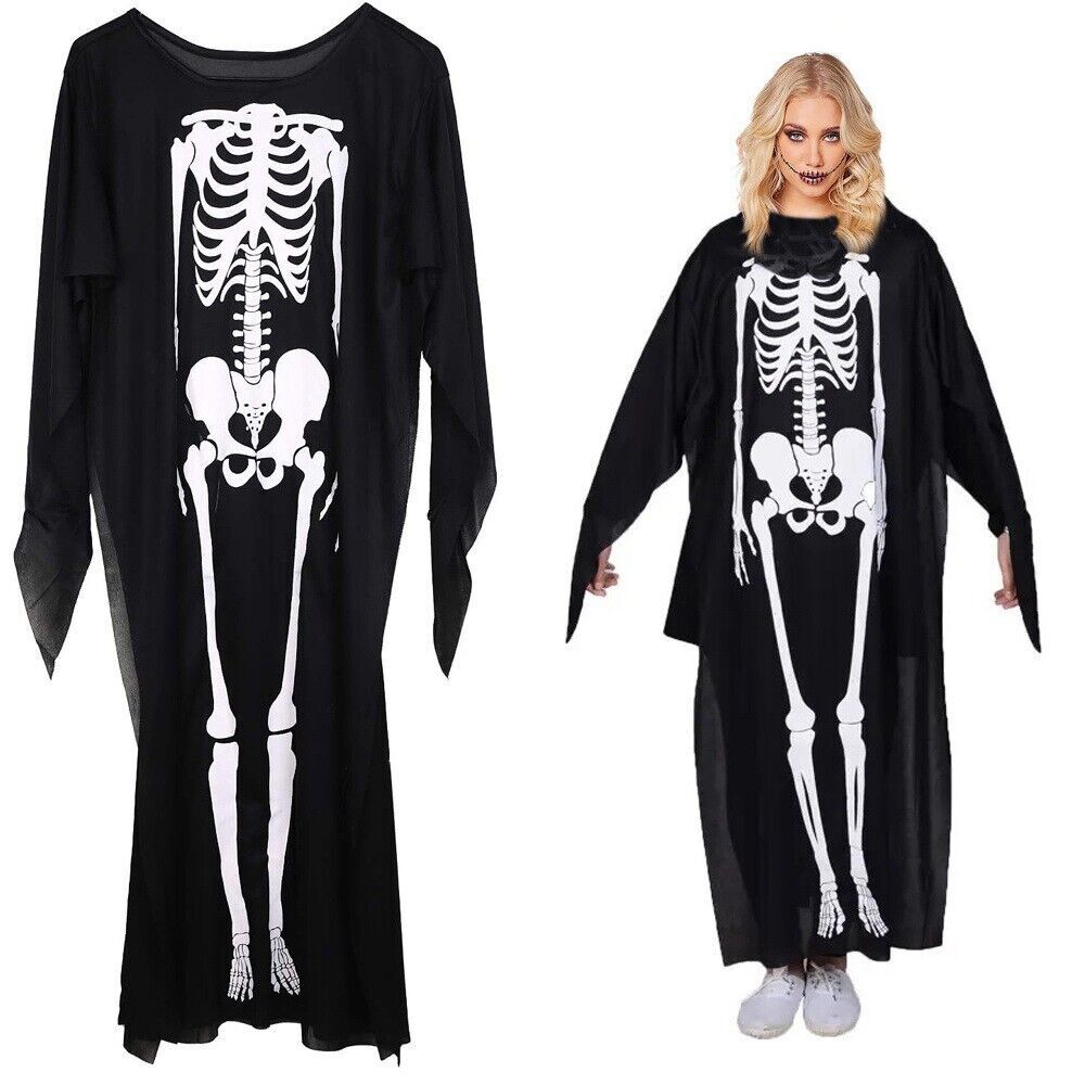 Skelett Kostüm Damen Kinder Halloween Karneval Verkleidung Cosplay Jumpsuit 🎃👻