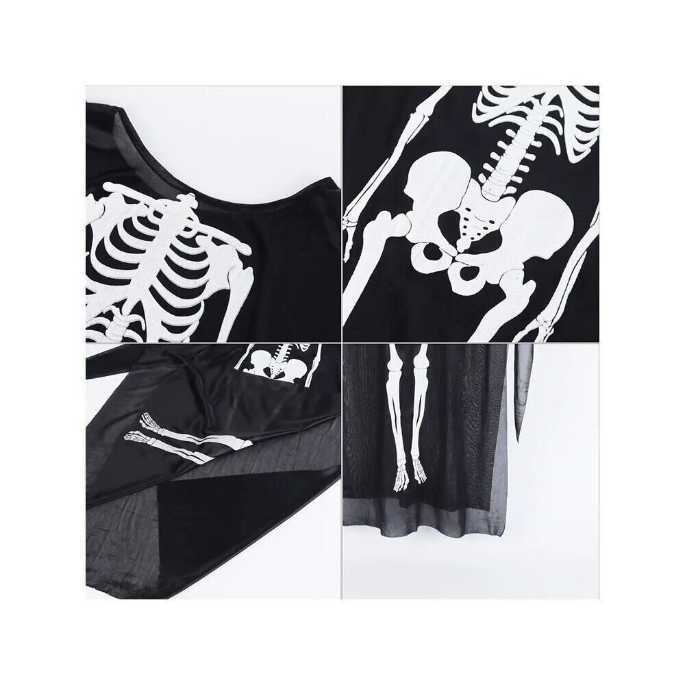 Skelett Kostüm Damen Kinder Halloween Karneval Verkleidung Cosplay Jumpsuit 🎃👻