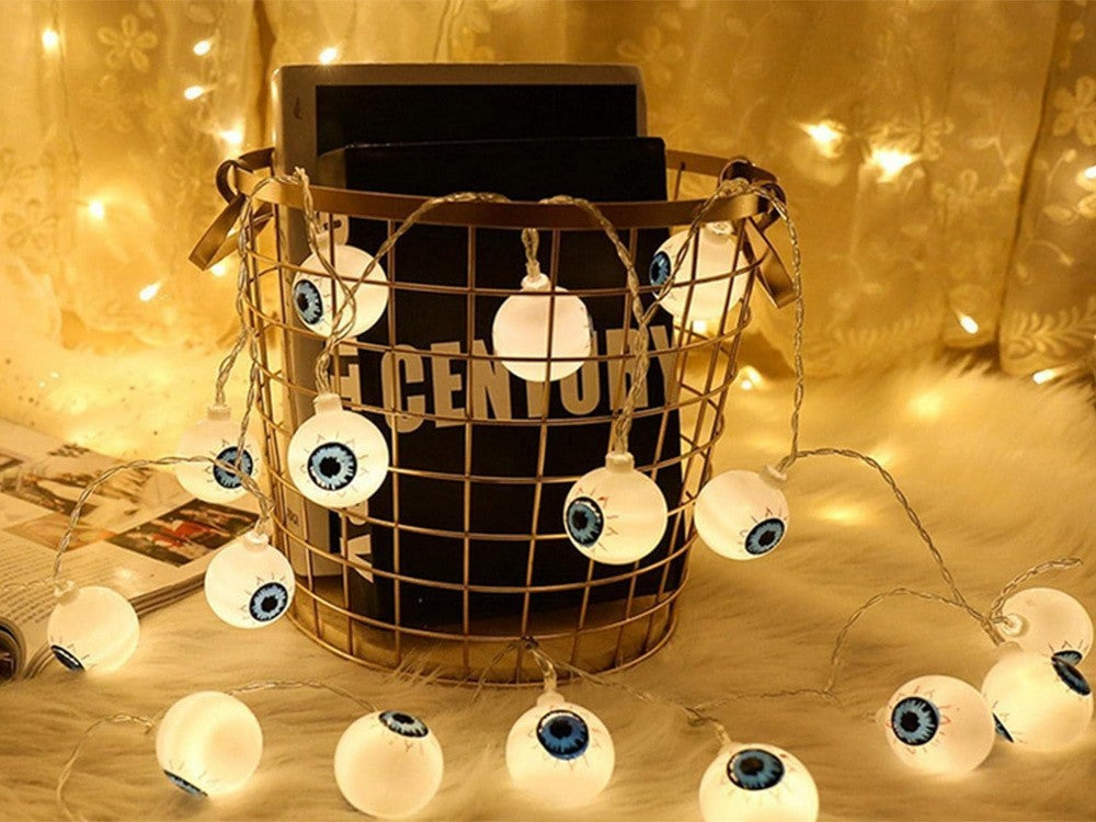 Halloween Augen Lichterkette 👁️ 10 LED Hängend 200cm Batterie Dekorati