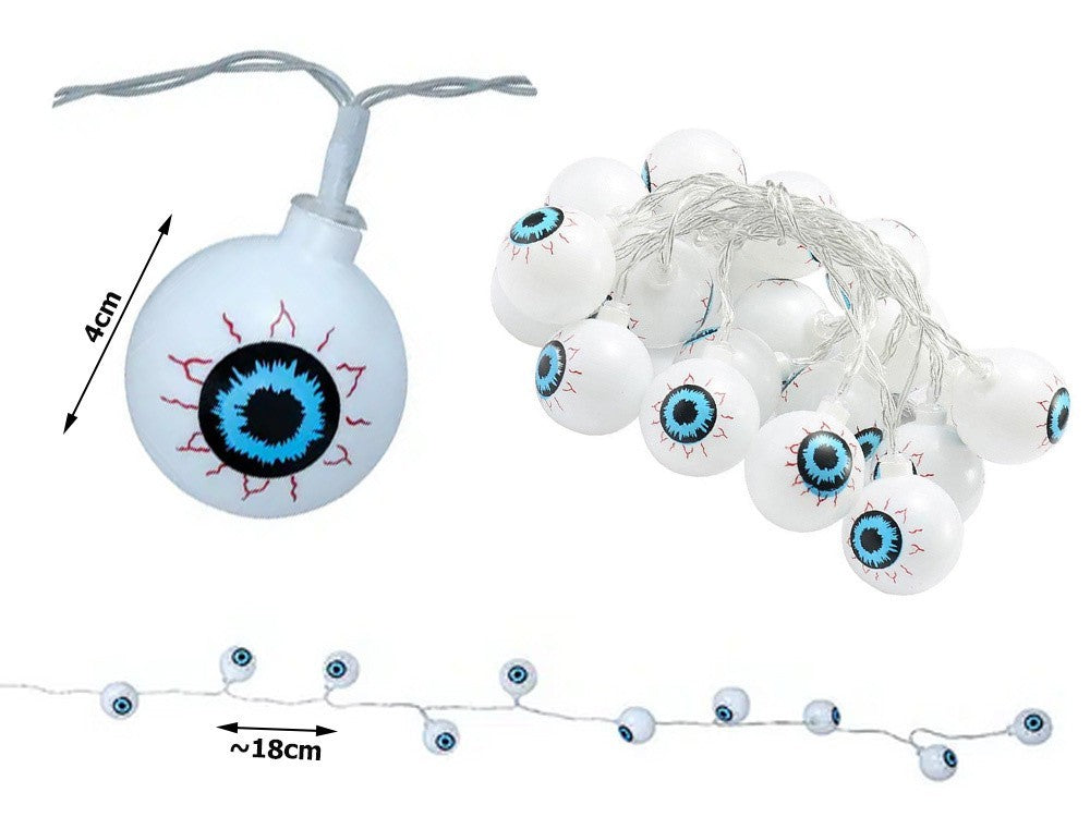Halloween Augen Lichterkette 👁️ 10 LED Hängend 200cm Batterie Dekoration