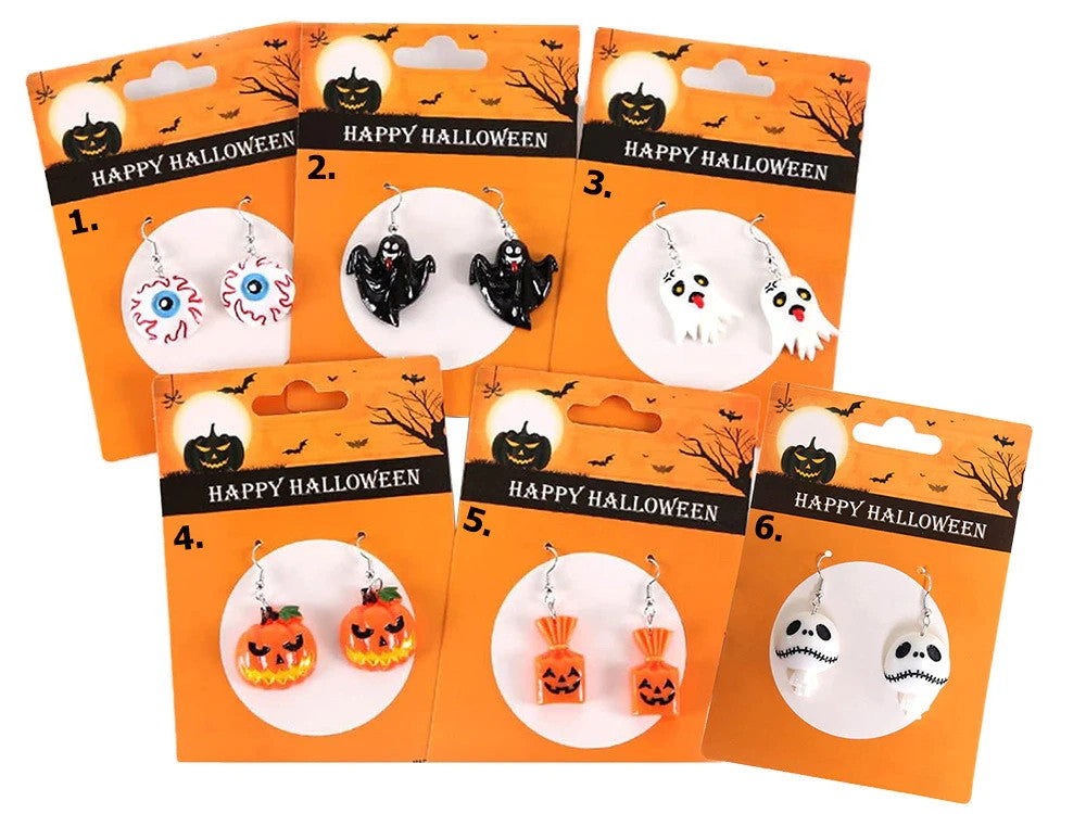 Halloween Ohrringe Geist Kürbis Skelett Bonbon Auge Party Schmuck,2er-Set-1 Paar