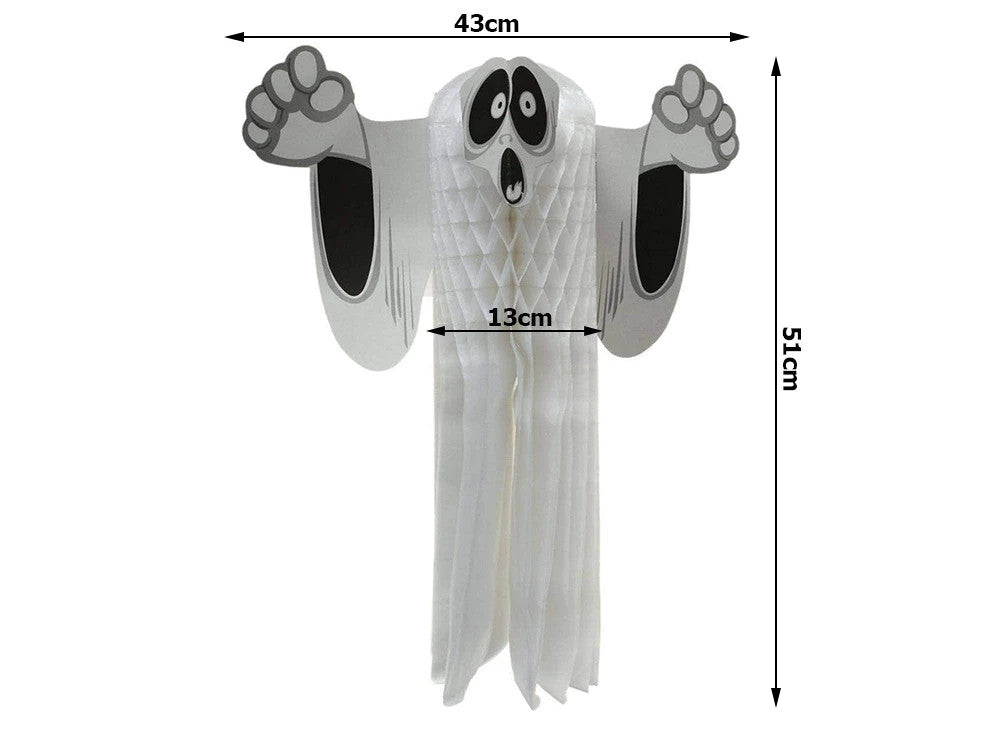 2 x Geister Papieranhänger Halloween 🎃 3D Geist Deko Anhänger Weiß 51cm 👻