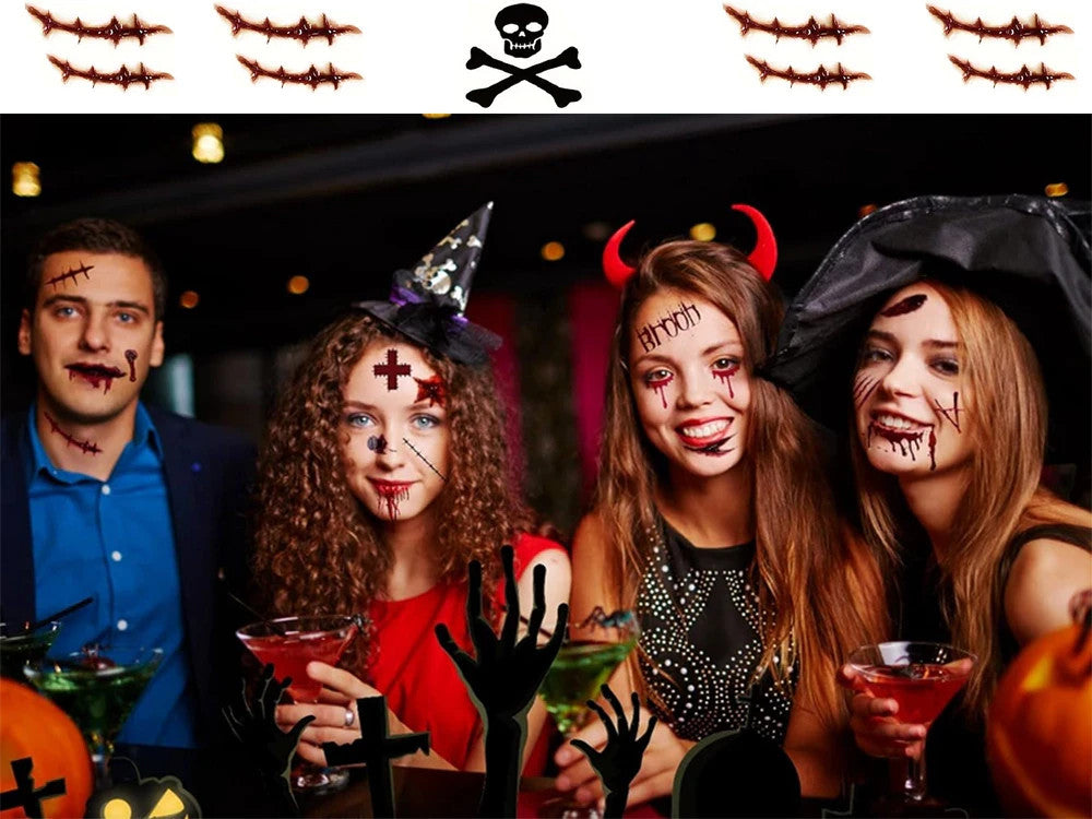 3 x Halloween Tattoos Blut Realistisch Waschbar Temporär Hautaufkleber 🎃💉