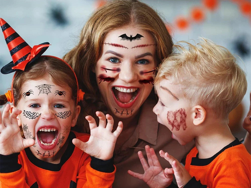 3 x Halloween Tattoos Blut Realistisch Waschbar Temporär Hautaufkleber 🎃💉