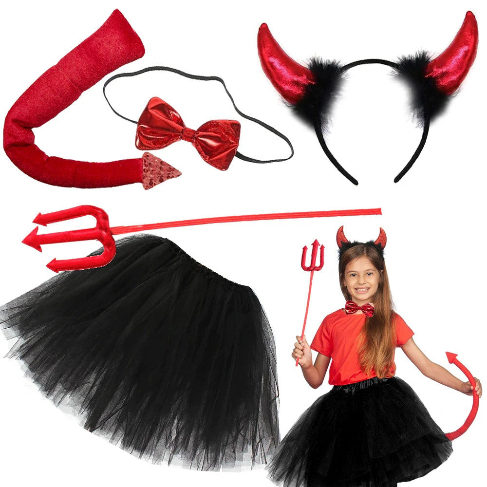 Kinder Teufel Kostüm Halloween Verkleidung Outfit mit Zubehör 🎭👹