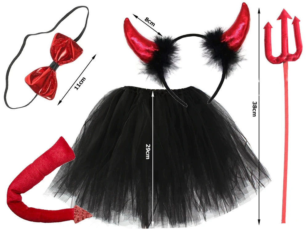 Kinder Teufel Kostüm Halloween Verkleidung Outfit mit Zubehör 🎭👹