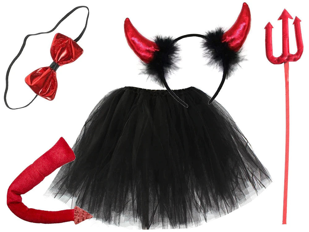 Kinder Teufel Kostüm Halloween Verkleidung Outfit mit Zubehör 🎭👹