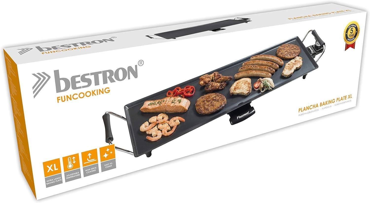 Bestron Tischgrill XL Teppanyaki Plancha Grillplatte Antihaft 1800W für 6 Person