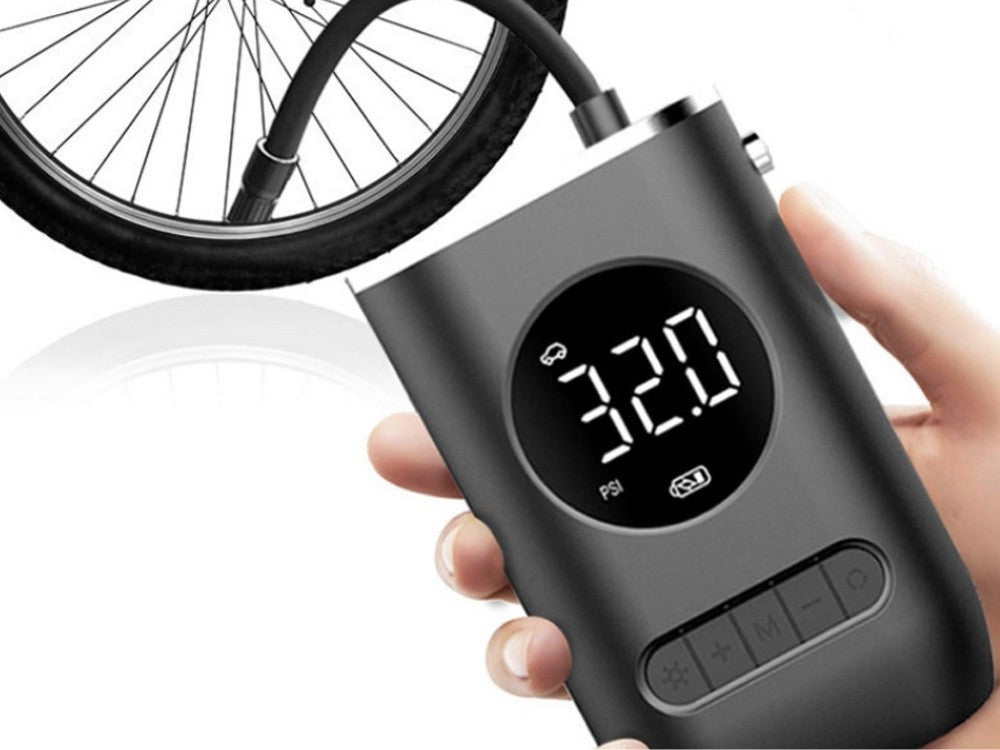 Elektrischer Kompressor 150 PSI/10Bar | Akku Luftpumpe Auto Fahrrad Ball LCD USB