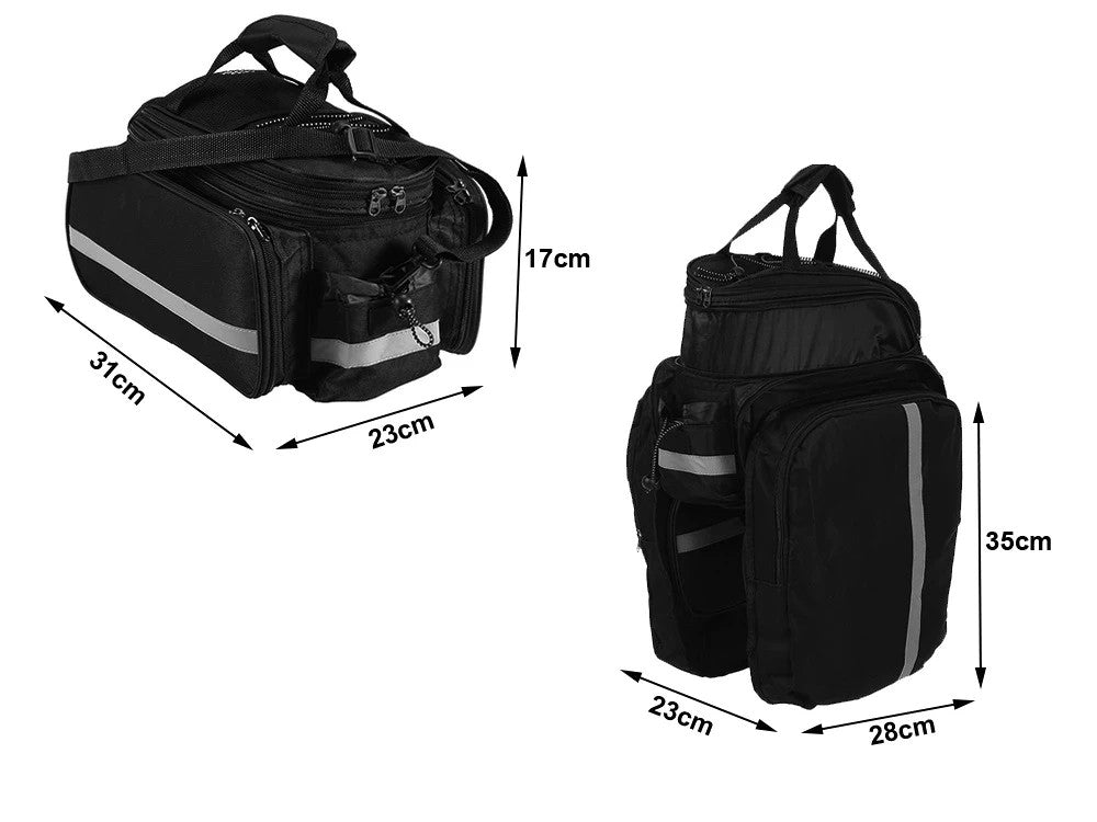 Fahrradtasche Gepäckträger Hinten 30L | Wasserdicht 3 Fächer + Regenschutz