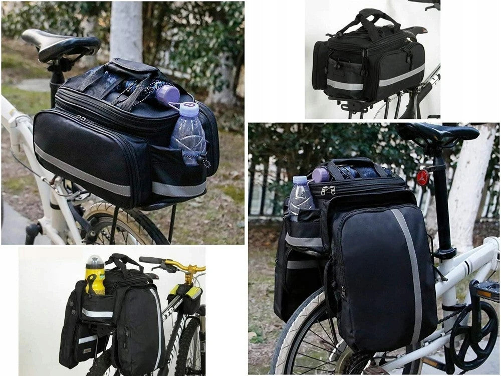 Fahrradtasche Gepäckträger Hinten 30L | Wasserdicht 3 Fächer + Regenschutz