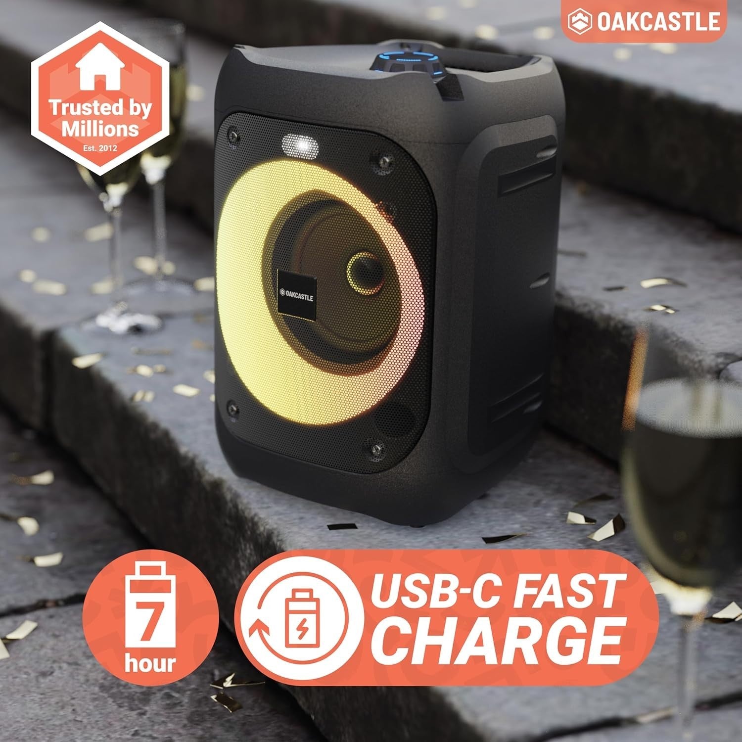 Partybox Bluetooth Lautsprecher 40W Oakcastle PS100 Karaoke LED USB SD