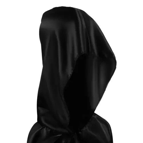 Langer Umhang mit Kapuze Schwarz 172x120 cm Halloween Kostüm Unisex