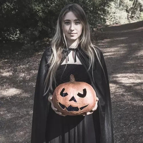 Langer Umhang mit Kapuze Schwarz 172x120 cm Halloween Kostüm Unisex