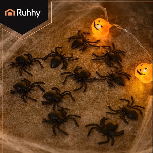 Halloween Deko Spinnen 10er Set – Realistische Kunststoff Spinnen 3x3 cm Schwarz