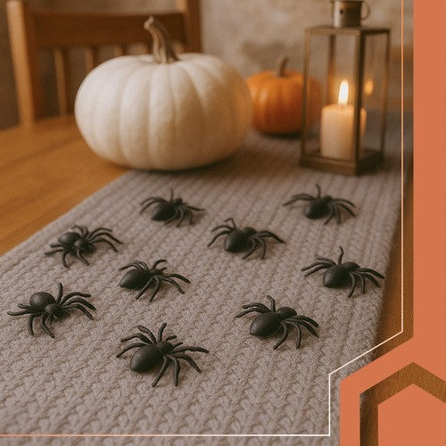 Halloween Deko Spinnen 10er Set – Realistische Kunststoff Spinnen 3x3 cm Schwarz
