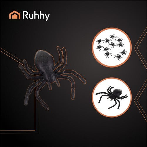 Halloween Deko Spinnen 10er Set – Realistische Kunststoff Spinnen 3x3 cm Schwarz