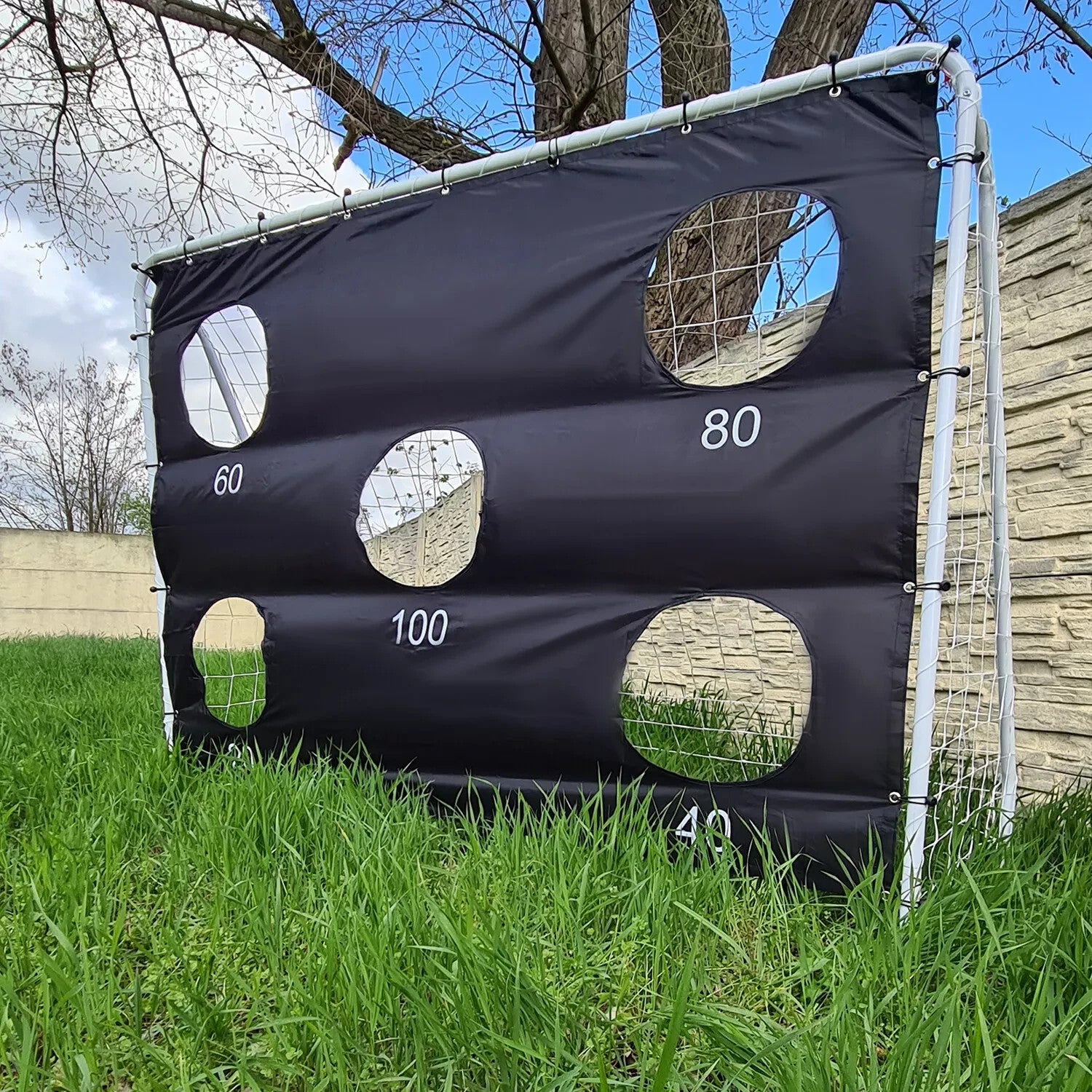 Fußballtor mit Torwand Zielwand 170x240x85 cm Training für Garten Kinder