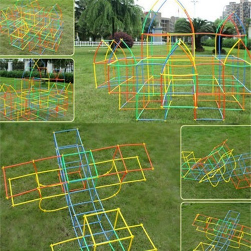 Konstruktionsspielzeug 408-tlg – Strohhalm Baukasten mit Verbindern | Kreatives Steckspiel für Kinder ab 3 Jahren