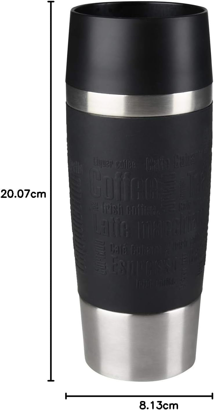 Emsa Travel Mug Thermobecher 360ml Edelstahl Isolierbecher Schwarz Dicht