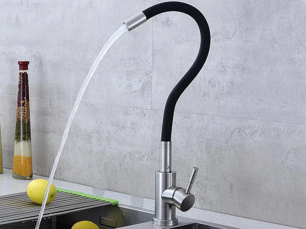 Flexible Küchenarmatur Edelstahl 304, 360° schwenkbar, Flexibler Auslauf