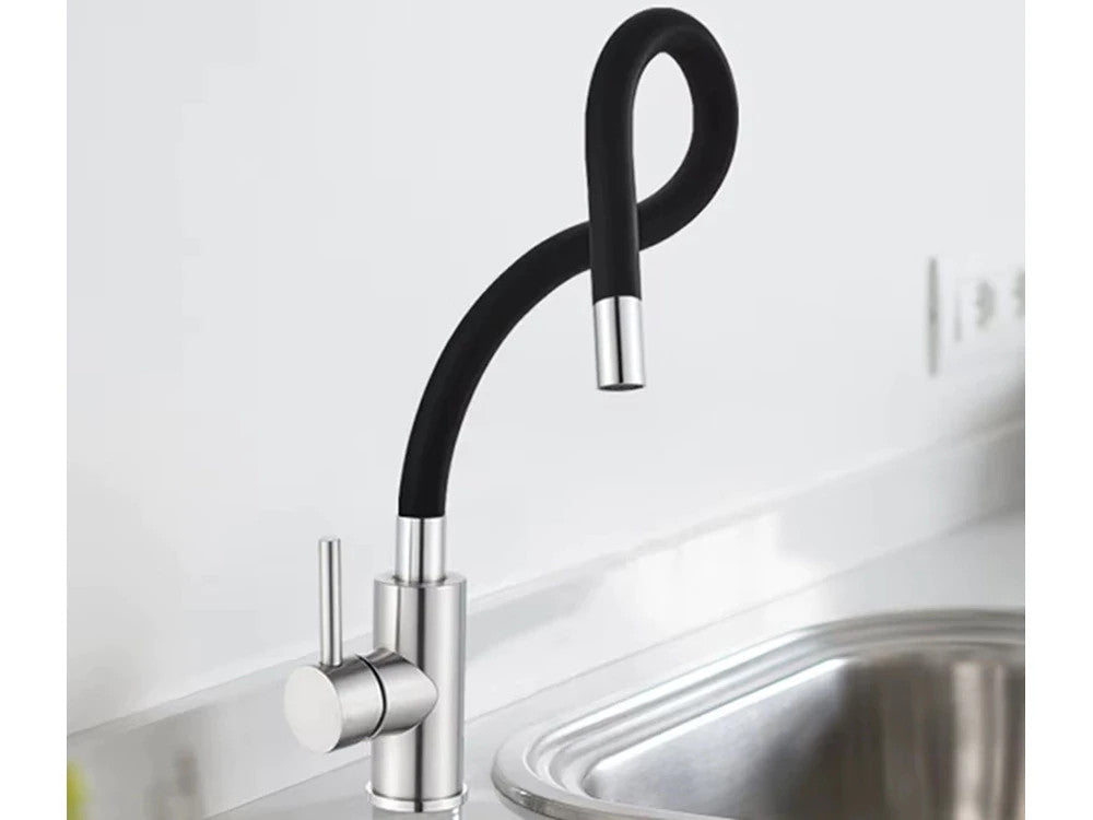 Flexible Küchenarmatur Edelstahl 304, 360° schwenkbar, Flexibler Auslauf
