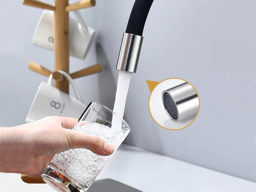 Flexible Küchenarmatur Edelstahl 304, 360° schwenkbar, Flexibler Auslauf