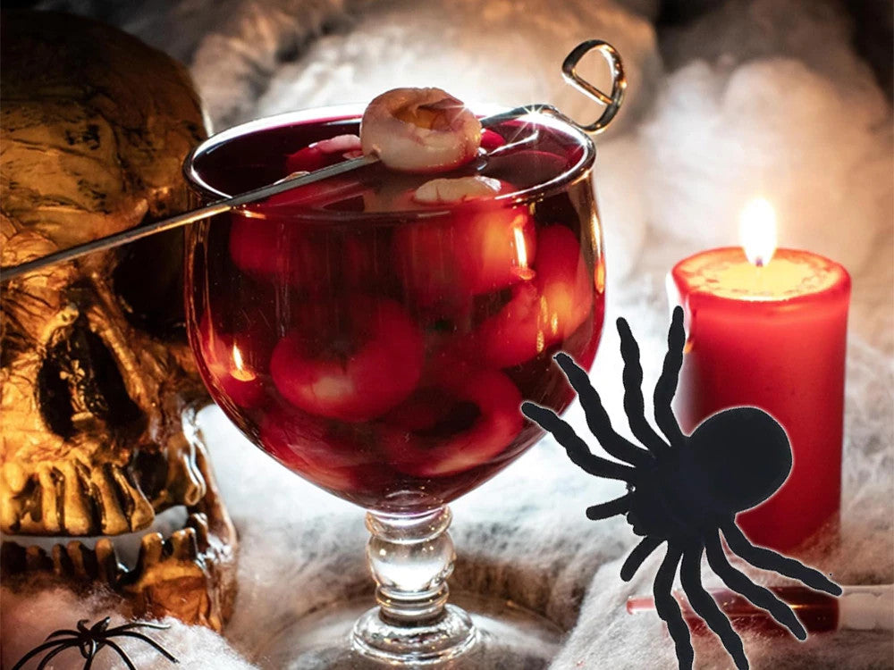 Halloween Spinnen Deko Set 4 Stück – Realistische Schwarze Gruselspinnen 11 cm