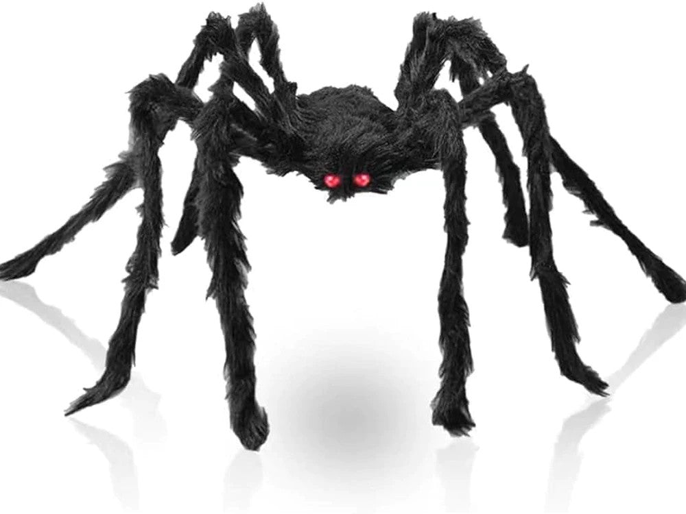 Halloween Deko Riesenspinne XXL Tarantel Schwarze Spinne mit Roten Augen