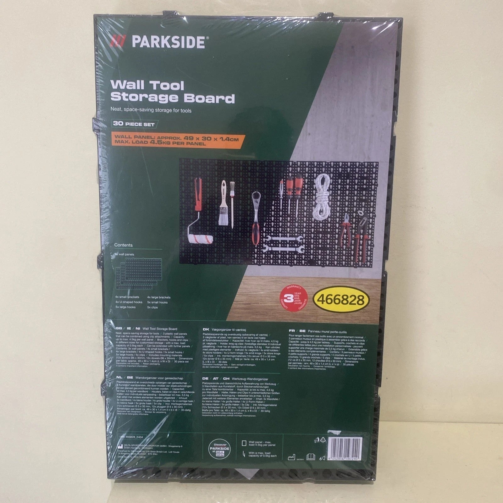 Parkside Werkzeug Wandorganizer 30tlg Set 49x30x1,4cm inkl. Montagematerial