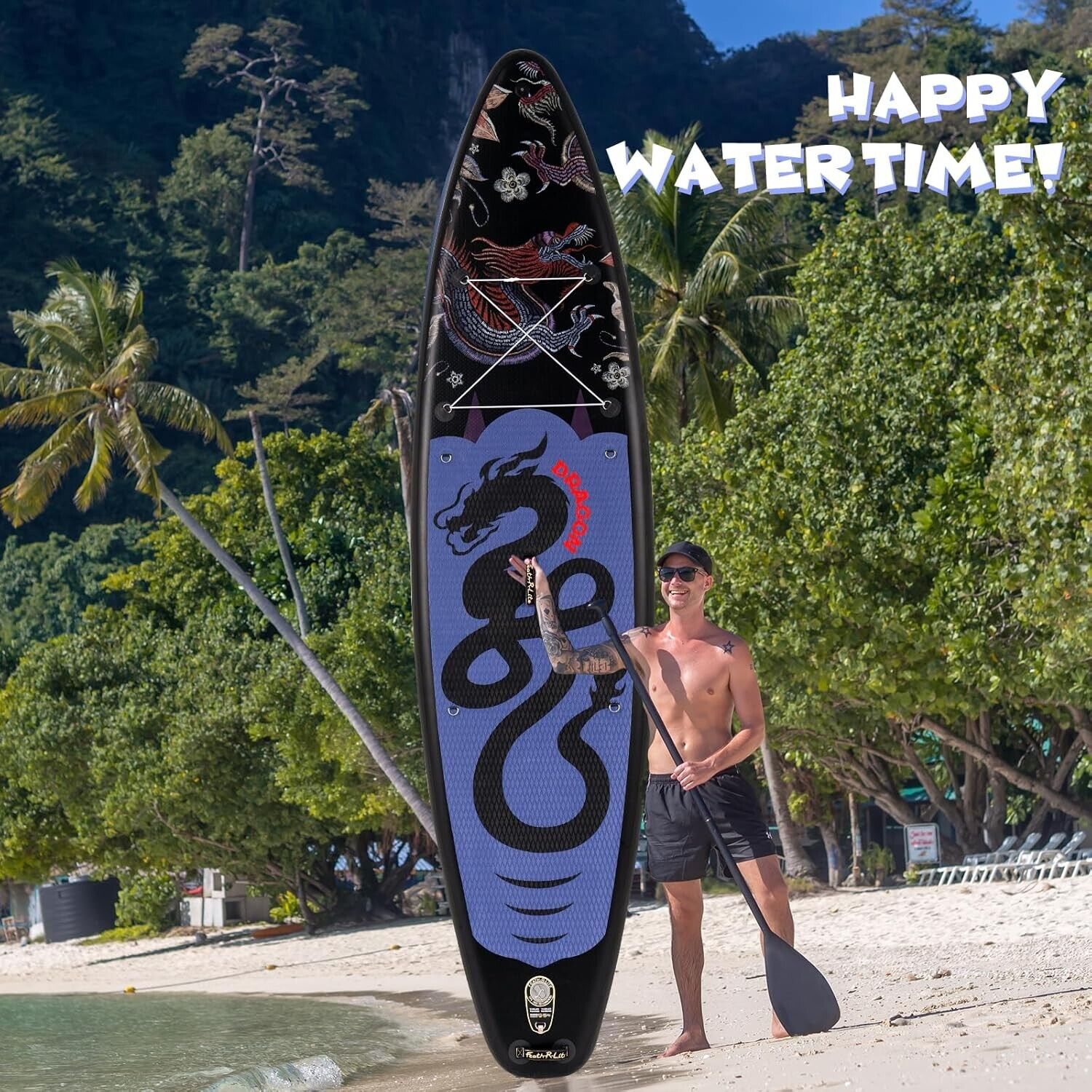 Aufblasbares Stand Up Paddle Board Set – 335 x 82 x 15 cm SUP mit Paddel, Handpumpe, Leine, Rucksack & Zubehör für Erwachsene