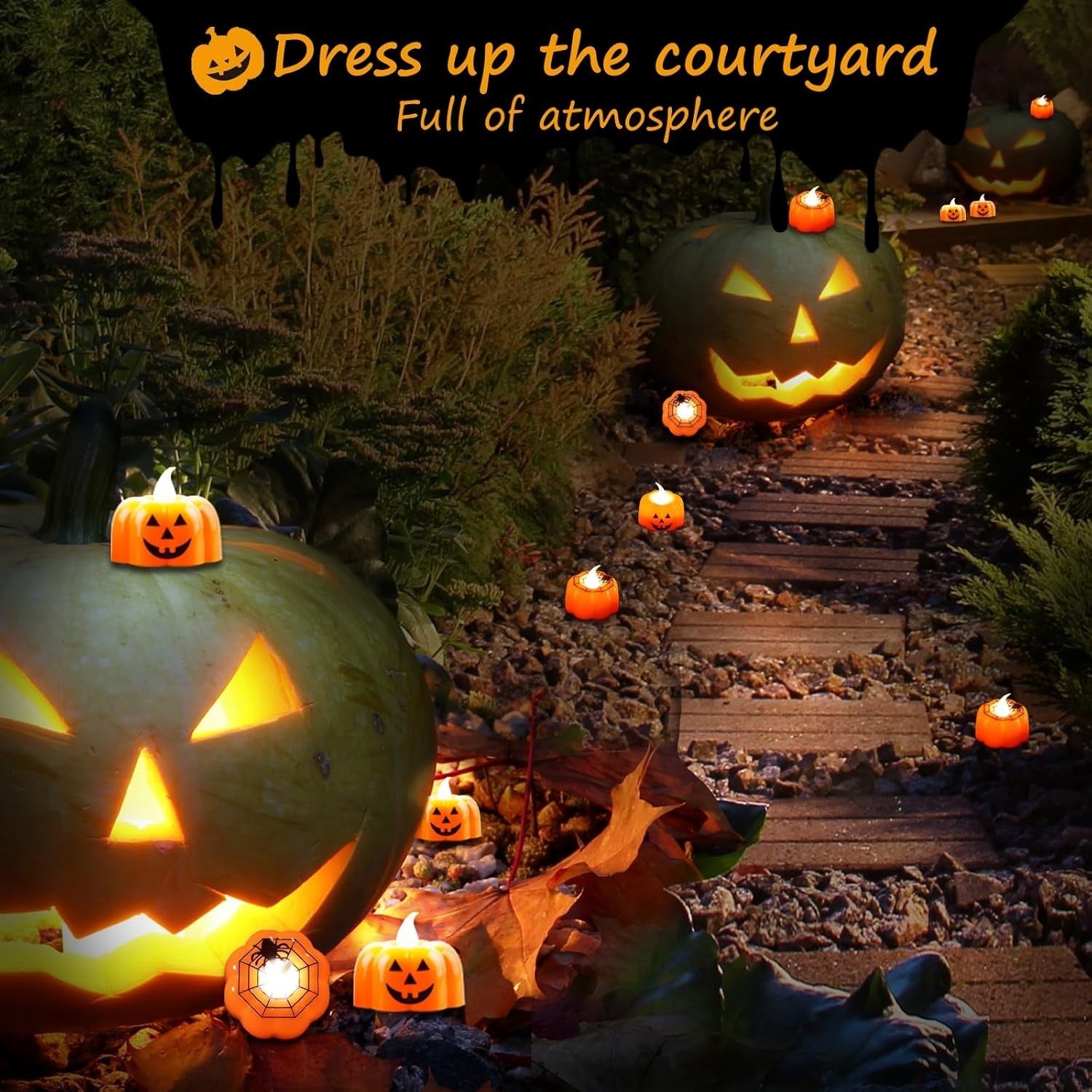 Halloween LED Kerzen 12 Stk 🎃 Kürbis Teelichter Flammenlos Party Deko