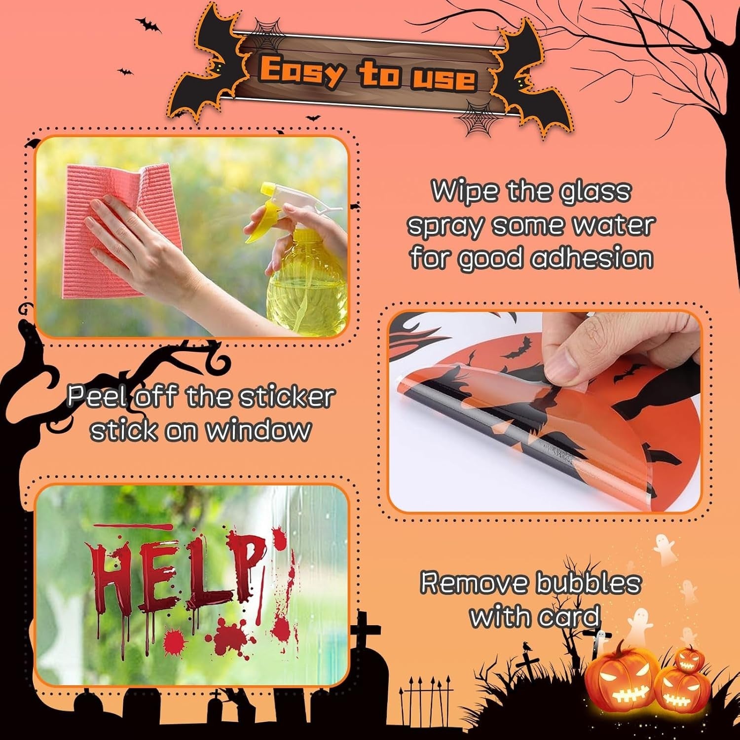 Halloween Fensteraufkleber 👻 42 Stk Blutige Hand- & Fußabdrücke Horror Deko
