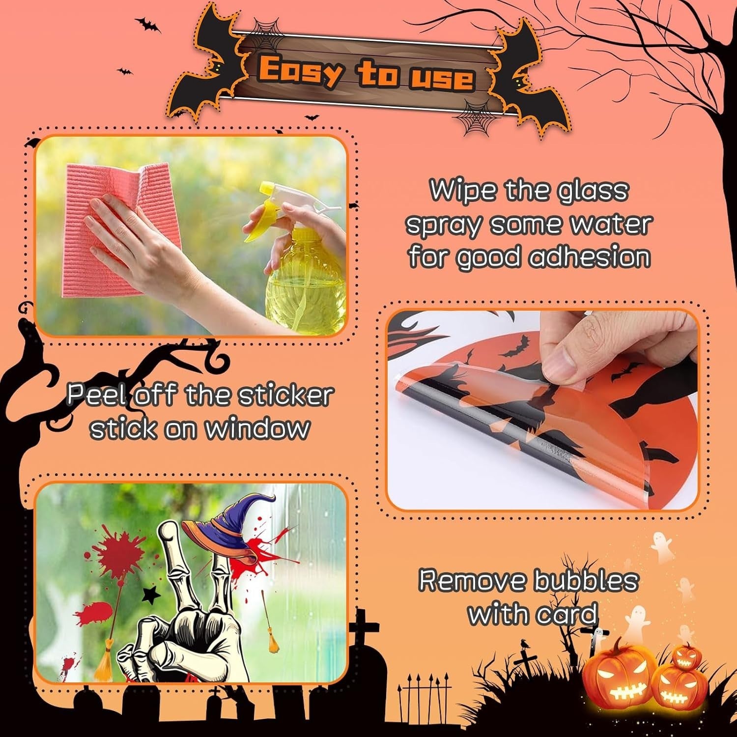Halloween Fensteraufkleber 👻 59 Stk Blutige Hand- & Fußabdrücke Horror Deko
