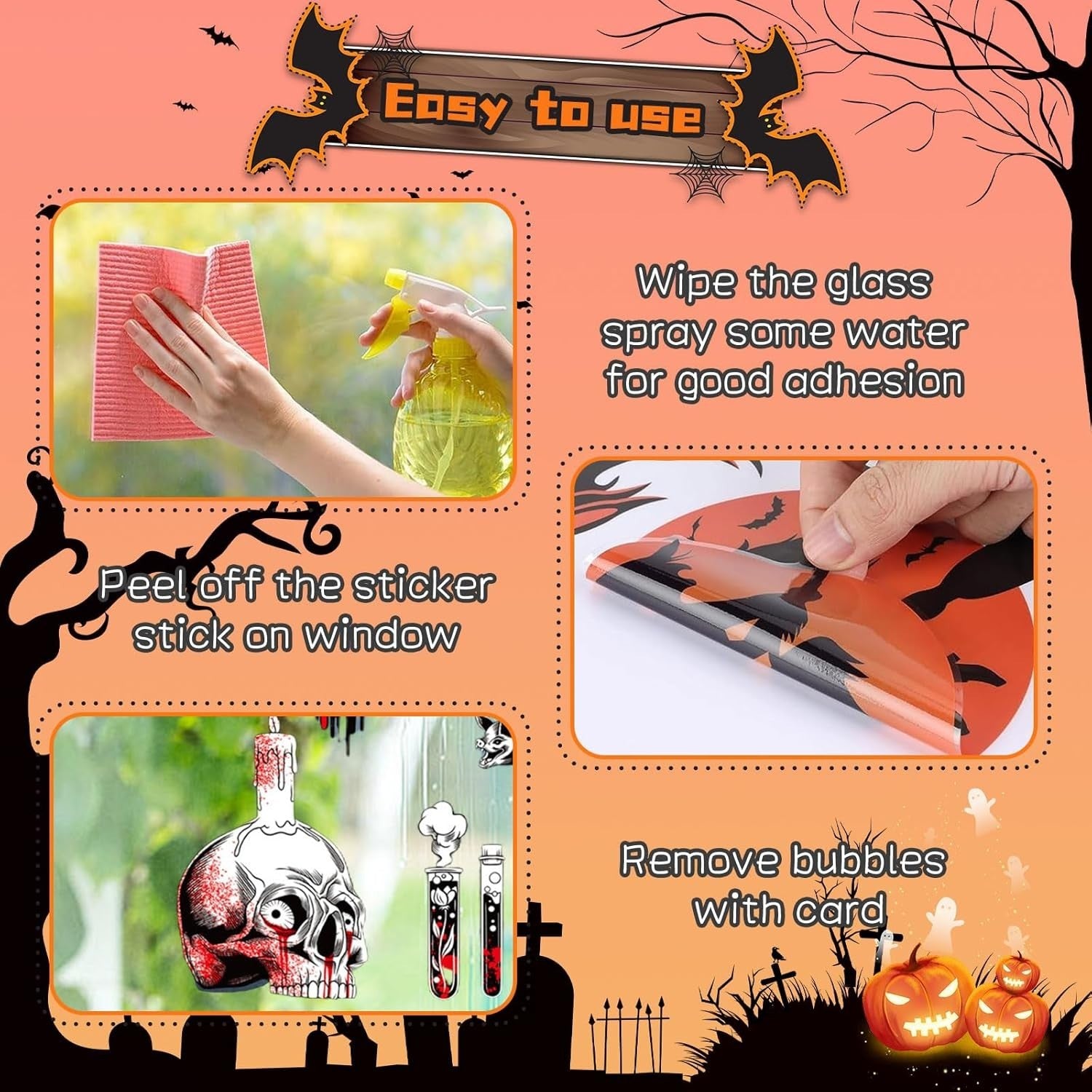 Halloween Fensteraufkleber 👻 80 Stk Blutige Hand- & Fußabdrücke Horror Deko