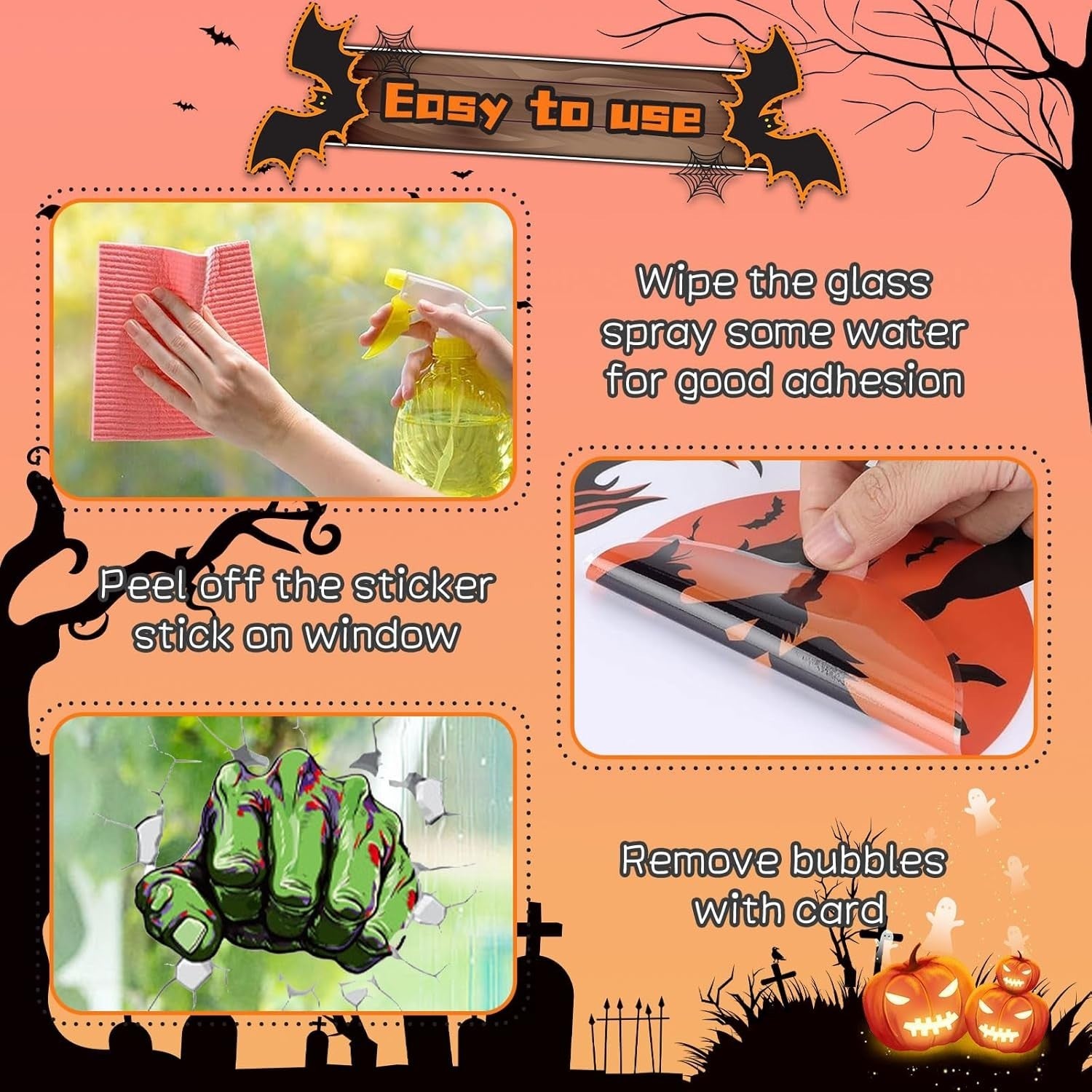 Halloween Fensteraufkleber 👻 58 Stk Blutige Hand- & Fußabdrücke Deko