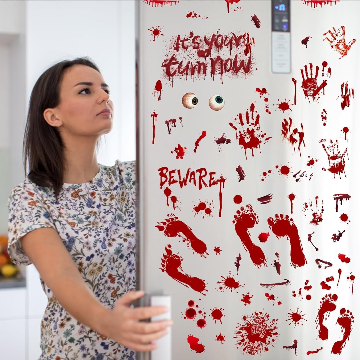 Halloween Fensterbilder 9 Blätter XXXL Blut Aufkleber Deko Sticker Horror Party