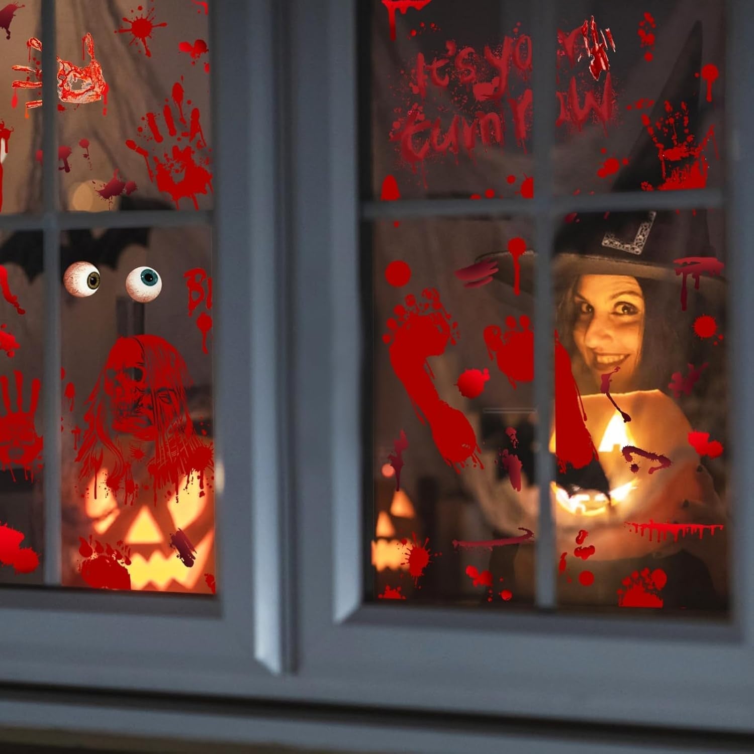 Halloween Fensterbilder 9 Blätter XXXL Blut Aufkleber Deko Sticker Horror Party