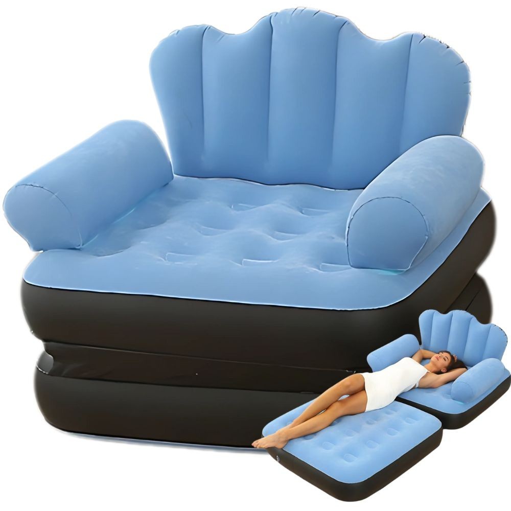2in1 Aufblasbares Sofa Sessel Liegebett mit Rückenlehne Armlehnen + Pumpe