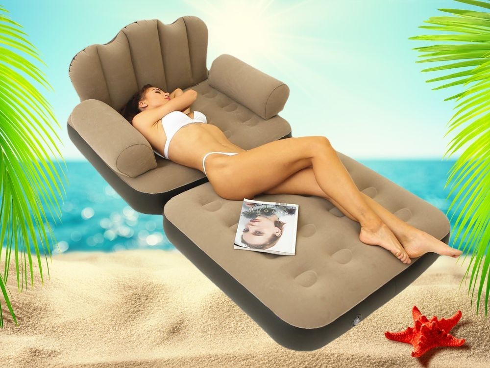 2in1 Aufblasbares Sofa Sessel Liegebett mit Rückenlehne Armlehnen + Pumpe