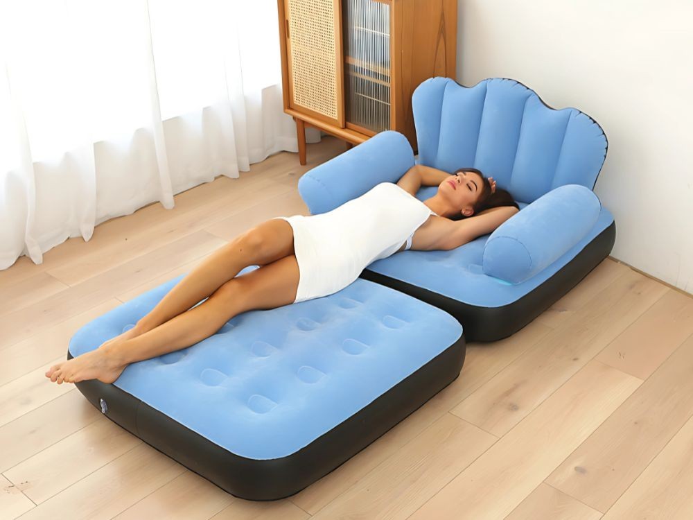 2in1 Aufblasbares Sofa Sessel Liegebett mit Rückenlehne Armlehnen + Pumpe