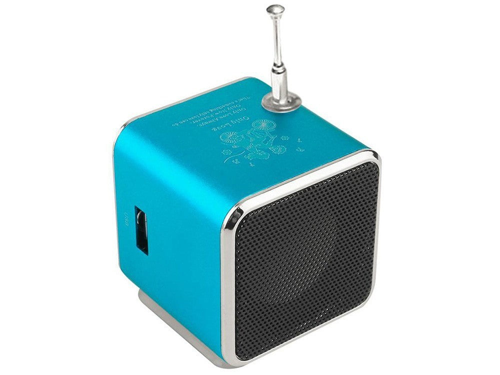 Mini Bluetooth Lautsprecher Tragbar FM Radio LED USB AUX microSD Blau