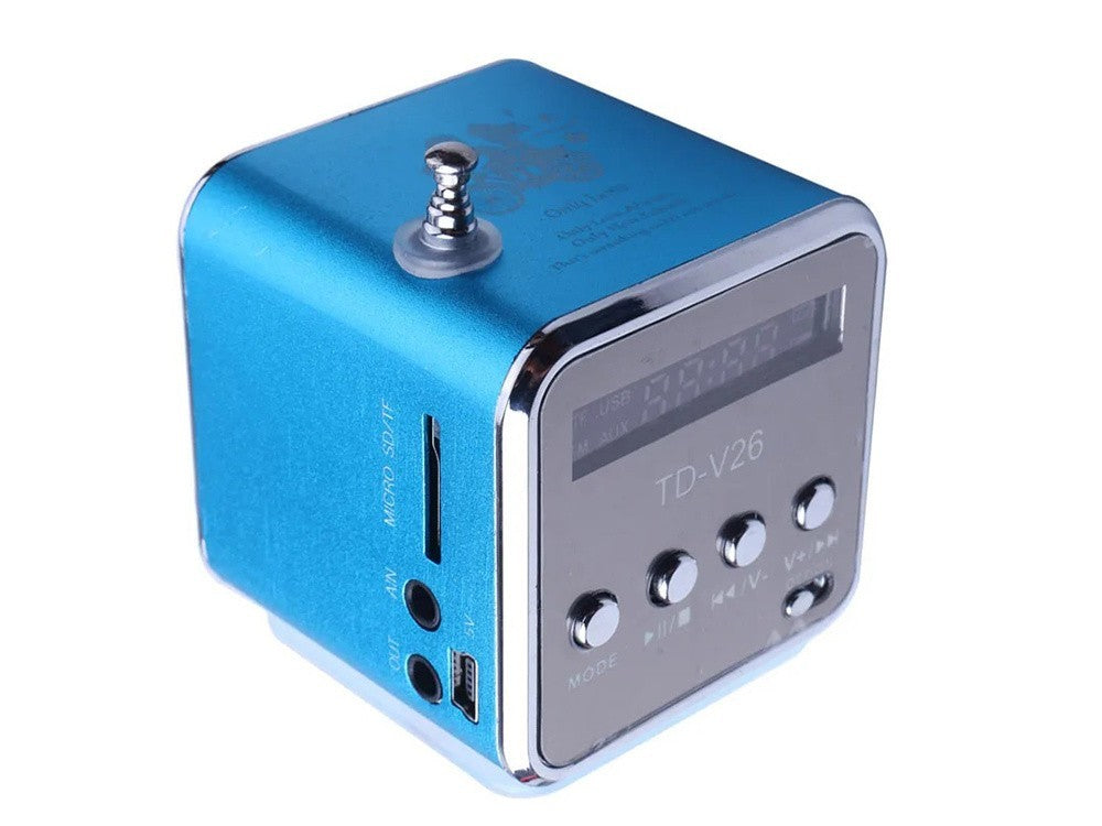 Mini Bluetooth Lautsprecher Tragbar FM Radio LED USB AUX microSD Blau