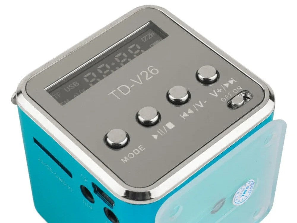 Mini Bluetooth Lautsprecher Tragbar FM Radio LED USB AUX microSD Blau