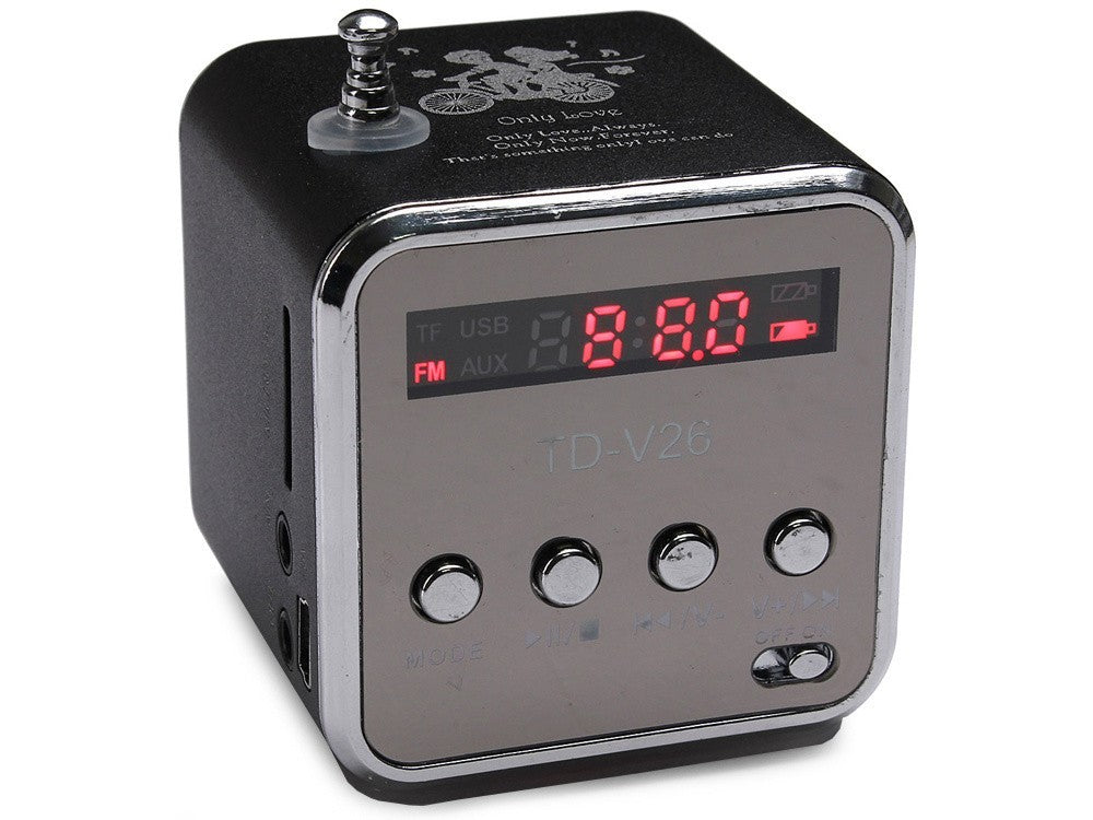Mini Bluetooth Lautsprecher Tragbar FM Radio LED USB AUX microSD Schwarz