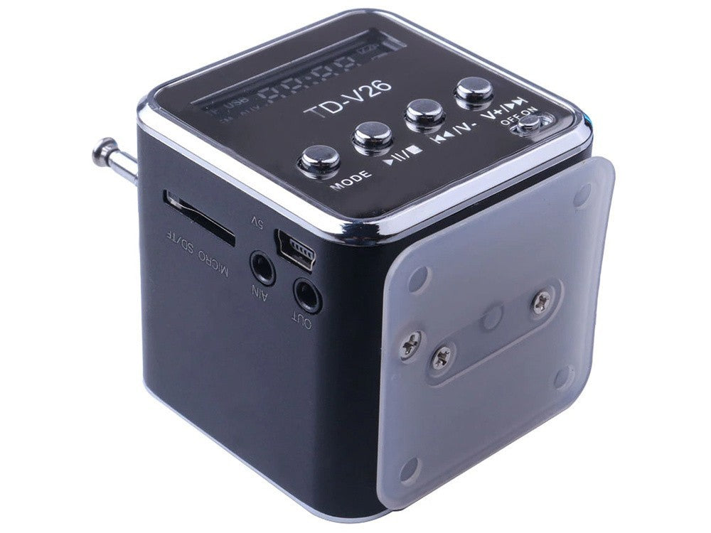 Mini Bluetooth Lautsprecher Tragbar FM Radio LED USB AUX microSD Schwarz