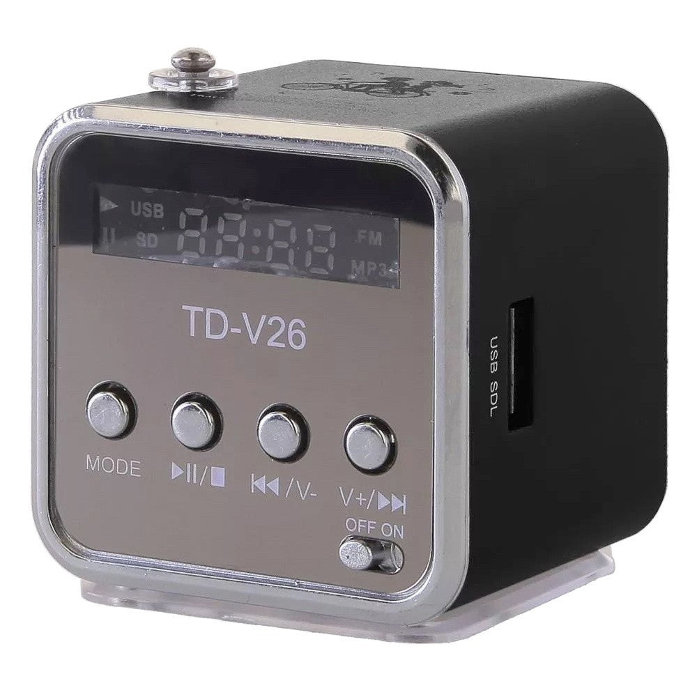 Mini Bluetooth Lautsprecher Tragbar FM Radio LED USB AUX microSD Schwarz