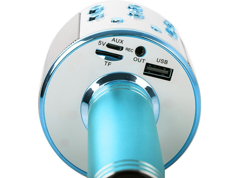 Bluetooth Karaoke Mikrofon Lautsprecher Echo Stimmverzerrer FM Radio Blau